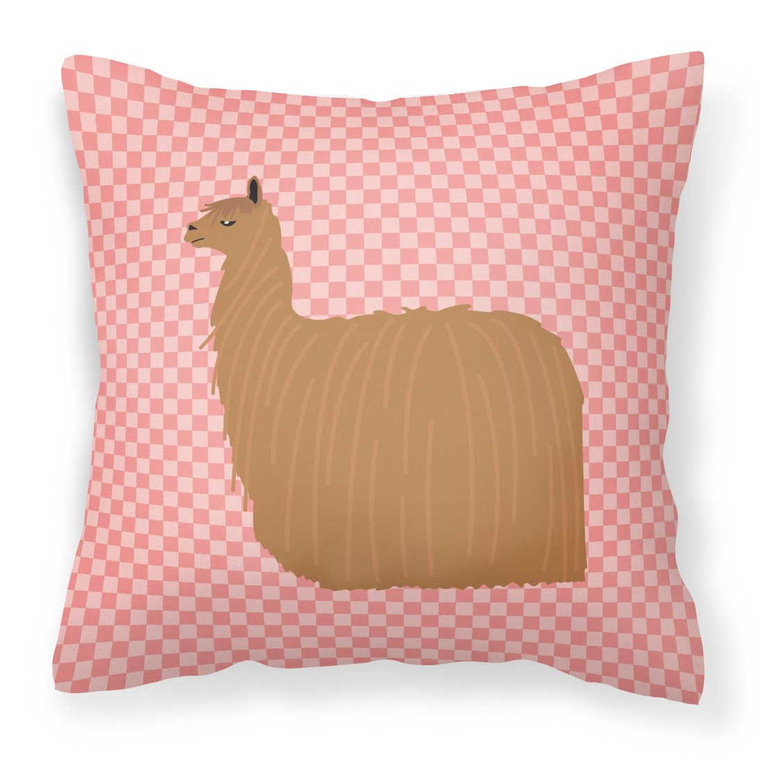 Alpaca Suri Pink Check Fabric Decorative Pillow BB7920PW1818 by Caroline's Treasures