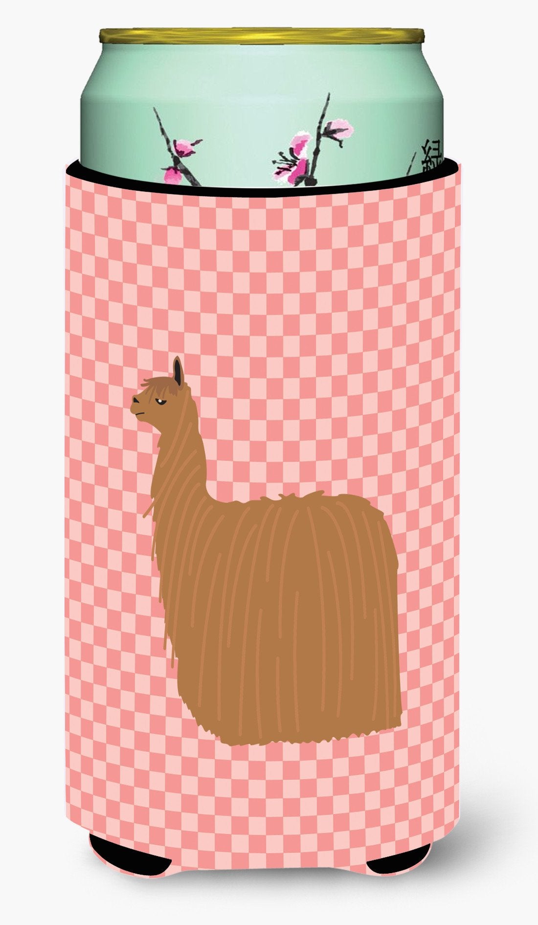 Alpaca Suri Pink Check Tall Boy Beverage Insulator Hugger BB7920TBC by Caroline&#39;s Treasures