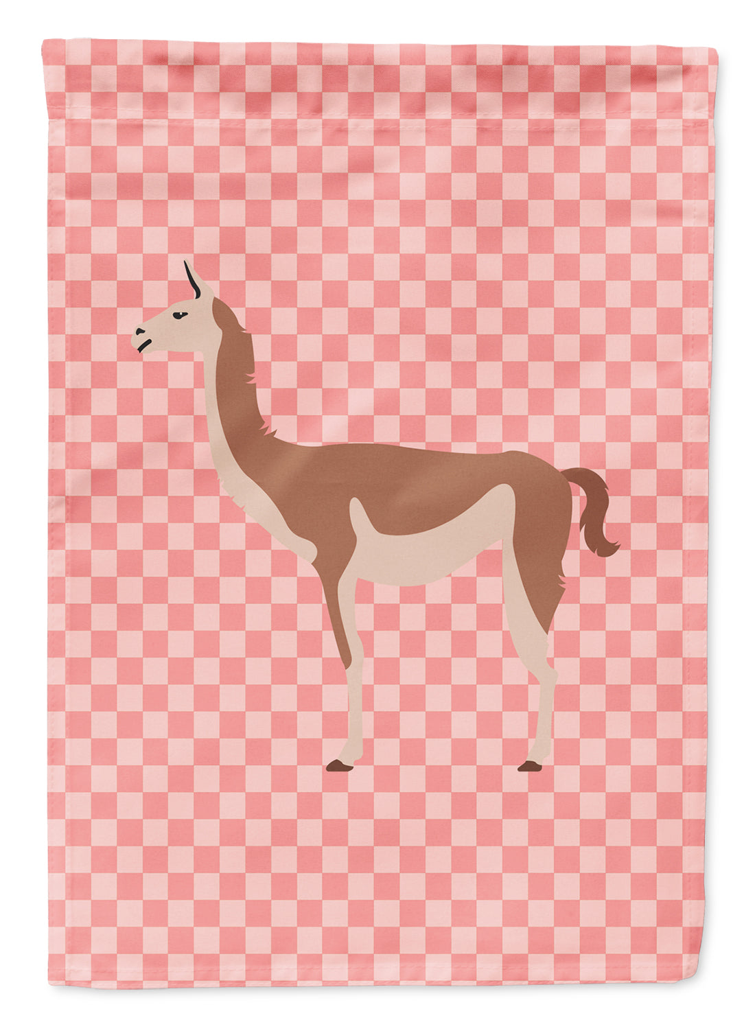 Guanaco Pink Check Flag Garden Size  the-store.com.