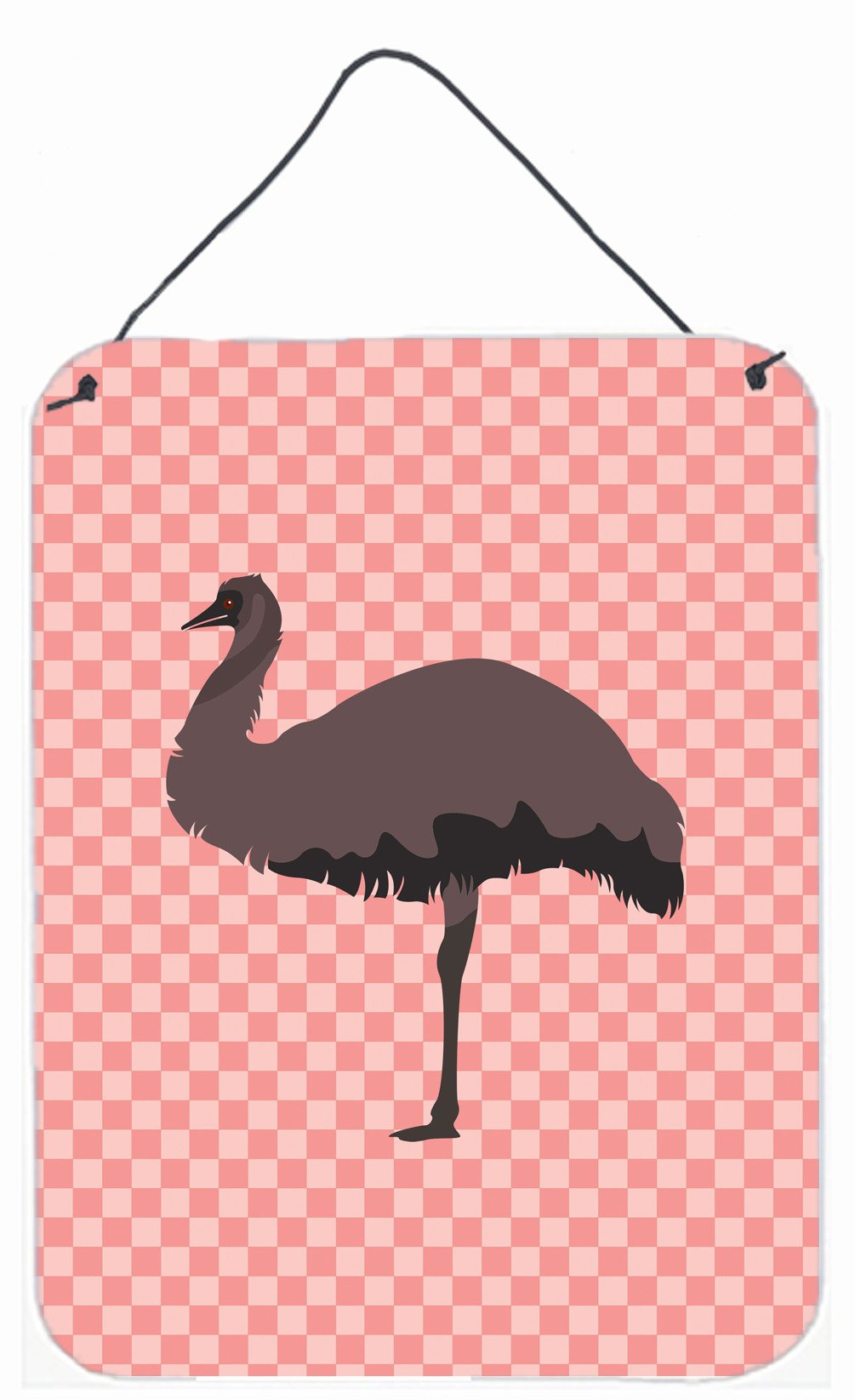 Emu Pink Check Wall or Door Hanging Prints BB7922DS1216 by Caroline's Treasures