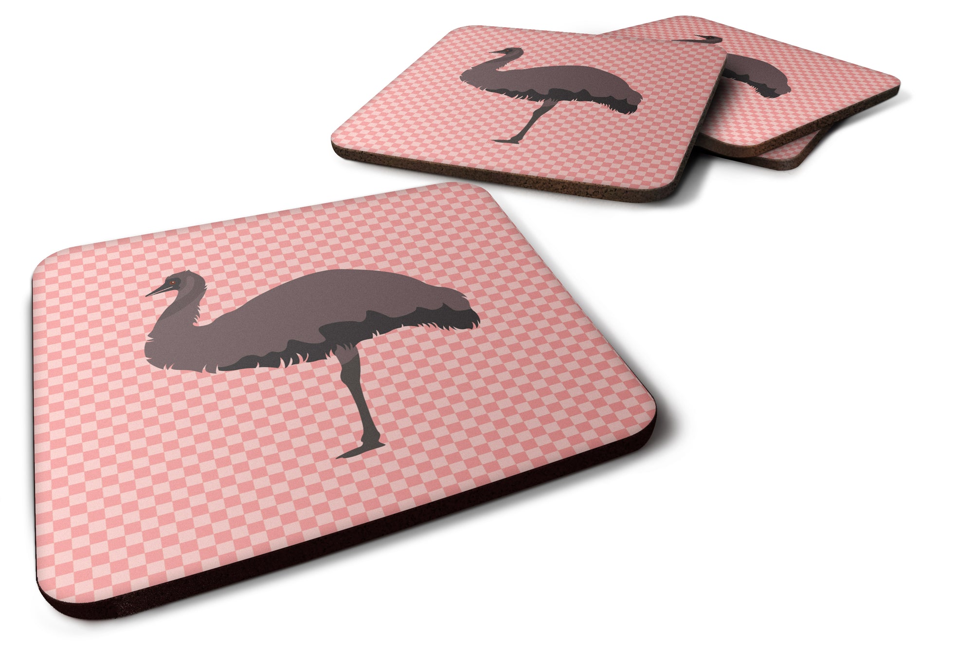 Emu Pink Check Foam Coaster Set of 4 BB7922FC - the-store.com
