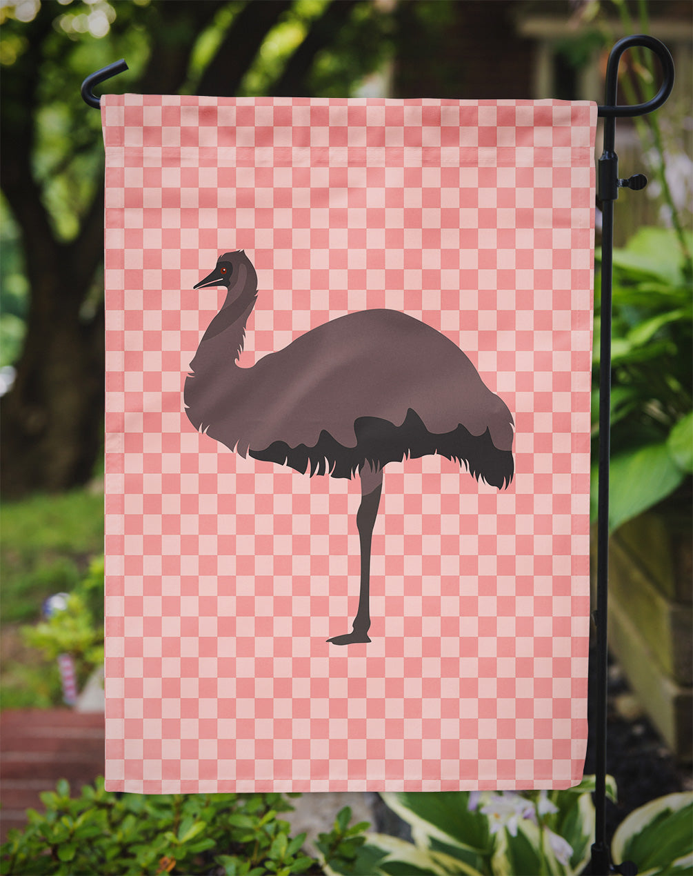 Emu Pink Check Flag Garden Size