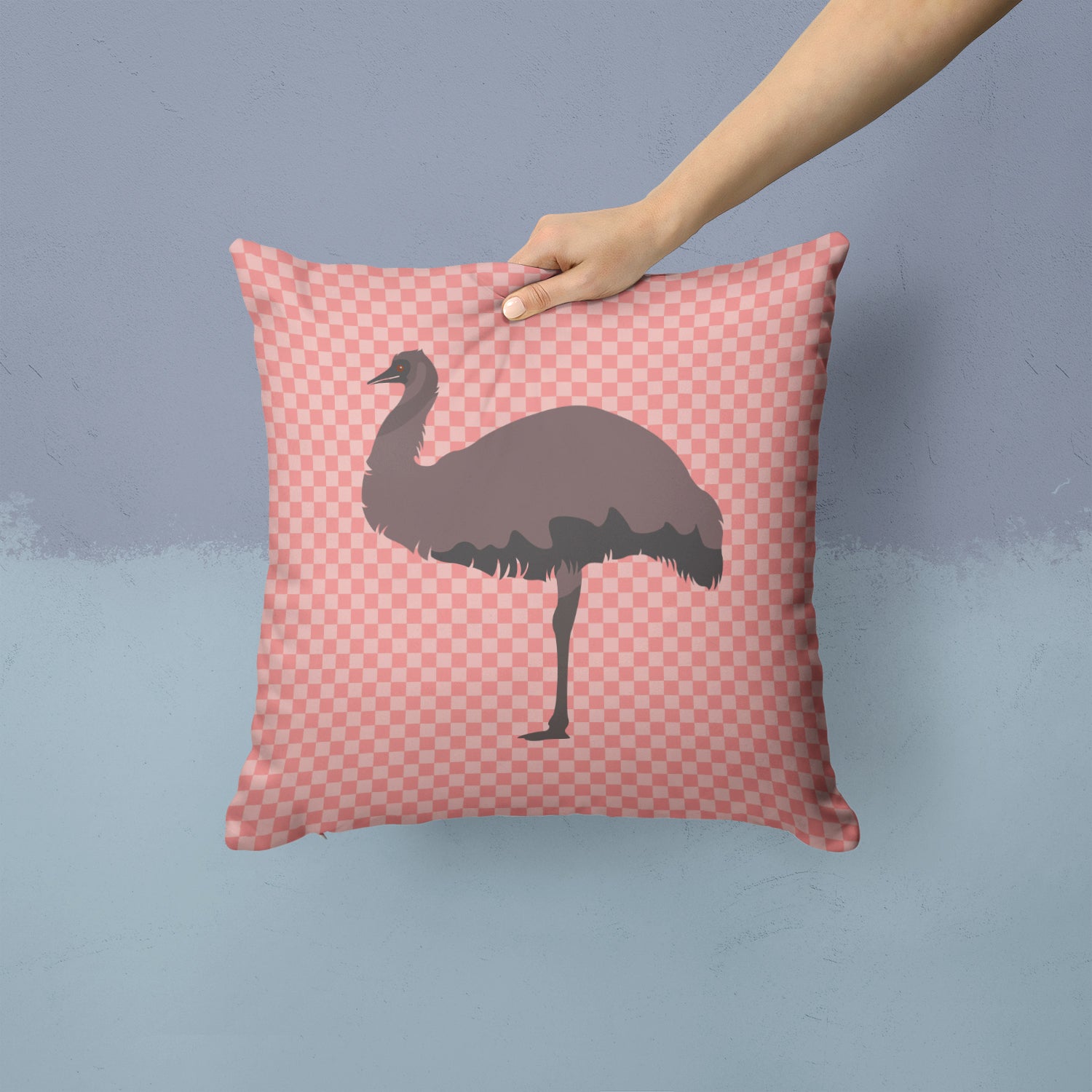 Emu Pink Check Fabric Decorative Pillow BB7922PW1414 - the-store.com