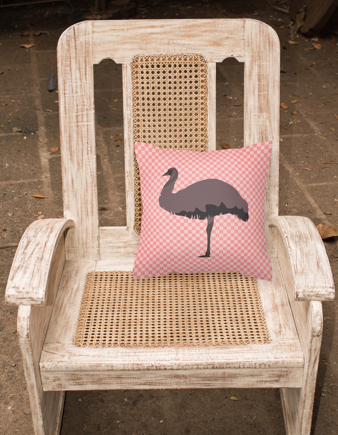 Emu Pink Check Fabric Decorative Pillow BB7922PW1818 by Caroline's Treasures