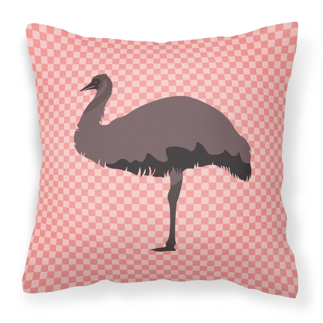 Emu Pink Check Fabric Decorative Pillow BB7922PW1818 by Caroline's Treasures