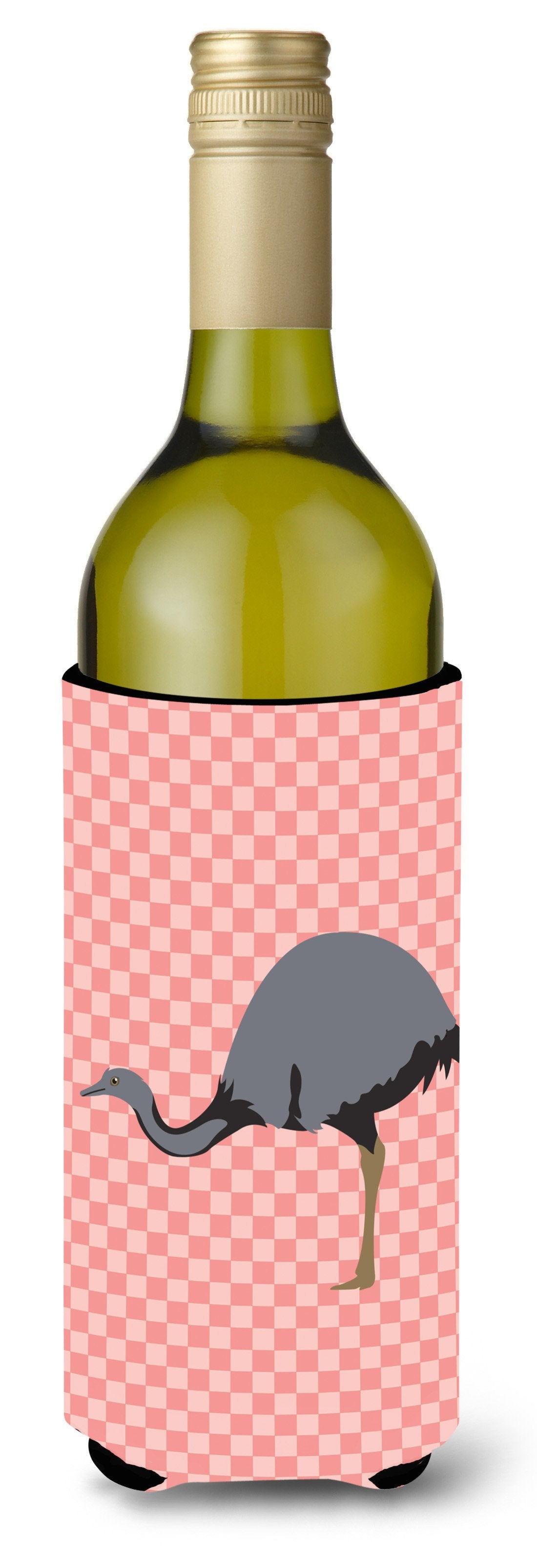 Rhea  Pink Check Wine Bottle Beverge Insulator Hugger BB7923LITERK by Caroline's Treasures