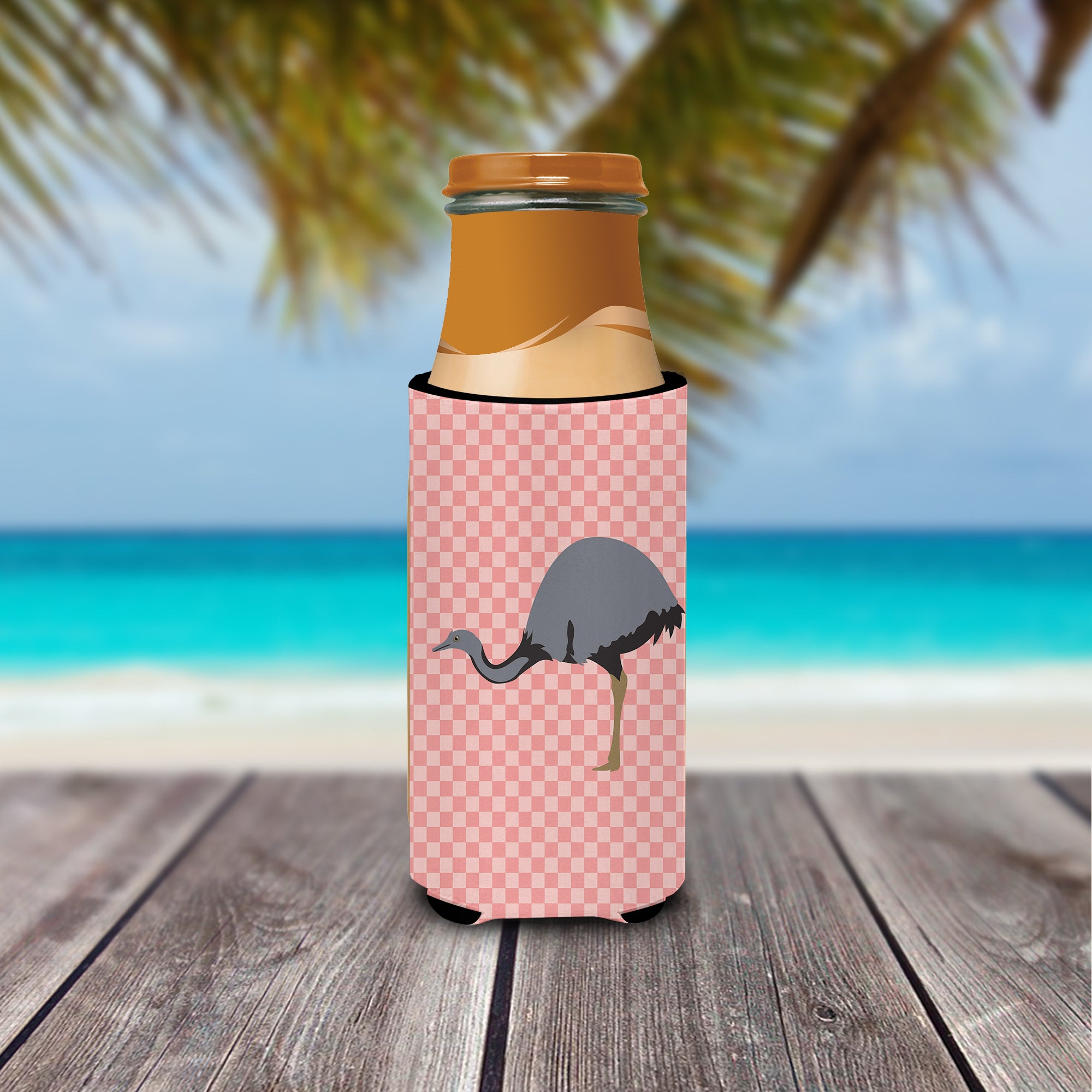 Rhea Pink Check  Ultra Hugger for slim cans