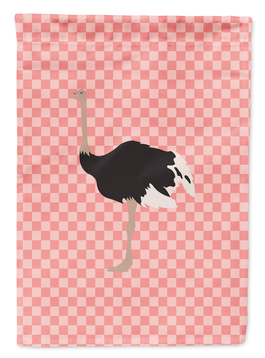 Common Ostrich Pink Check Flag Garden Size