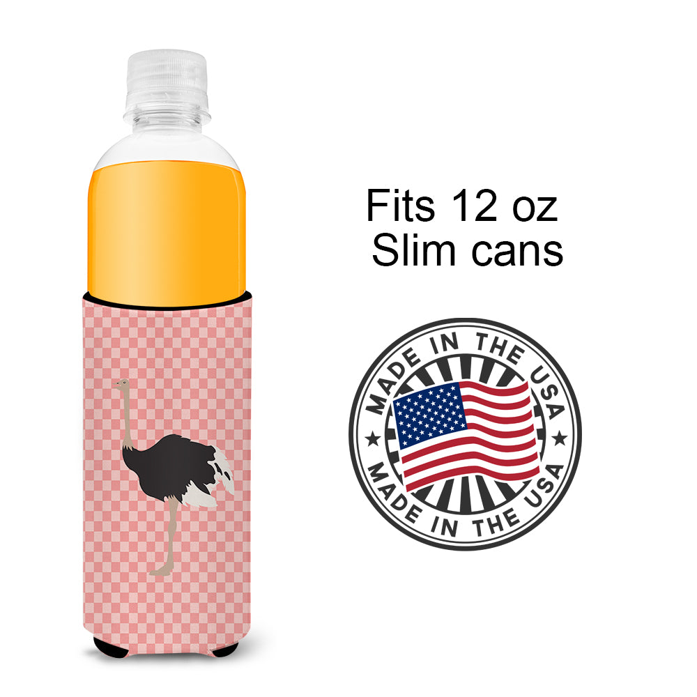 Common Ostrich Pink Check  Ultra Hugger for slim cans