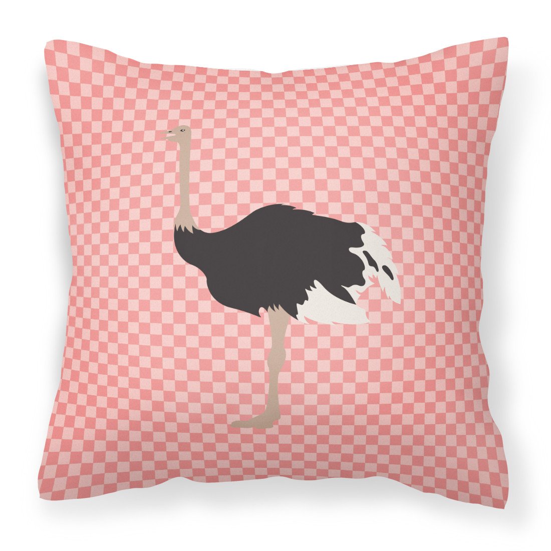 Common Ostrich Pink Check Fabric Decorative Pillow BB7924PW1818 by Caroline's Treasures