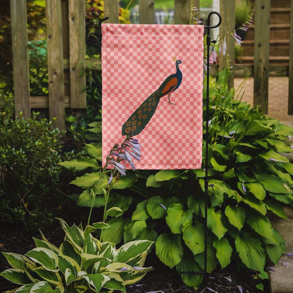Indian Peacock Peafowl Pink Check Flag Garden Size BB7925GF  the-store.com.
