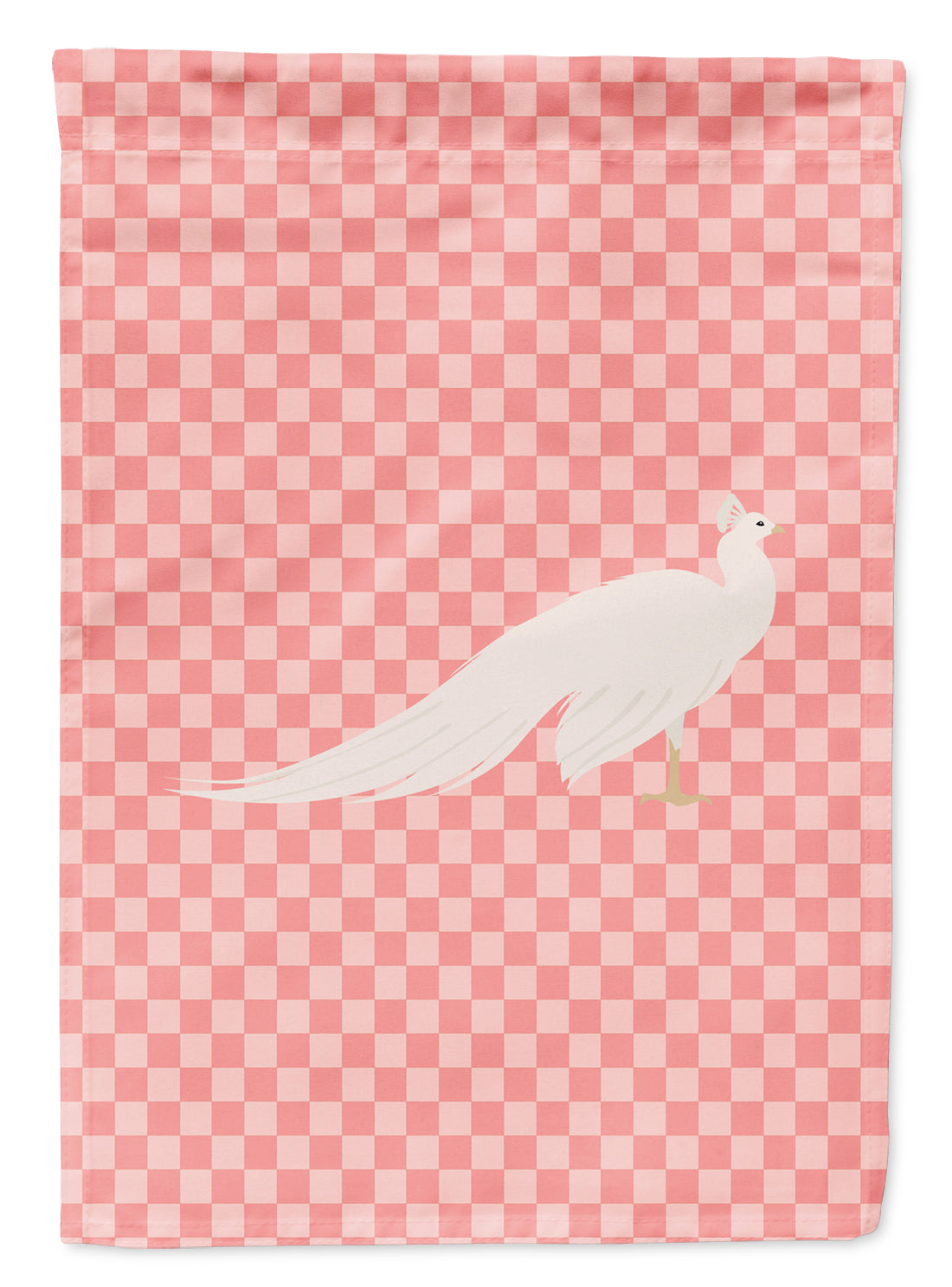 White Peacock Peafowl Pink Check Flag Garden Size  the-store.com.