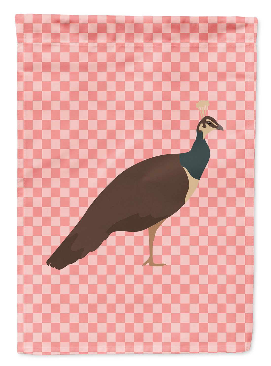 Indian Peahen Peafowl Pink Check Flag Garden Size