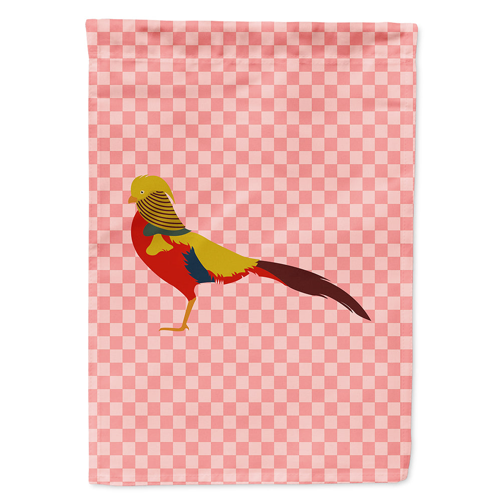 Golden or Chinese Pheasant Pink Check Flag Canvas House Size BB7928CHF