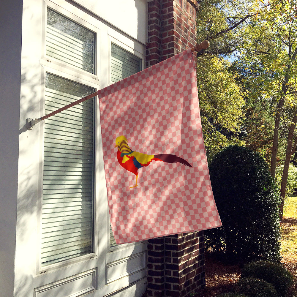 Golden or Chinese Pheasant Pink Check Flag Canvas House Size BB7928CHF  the-store.com.