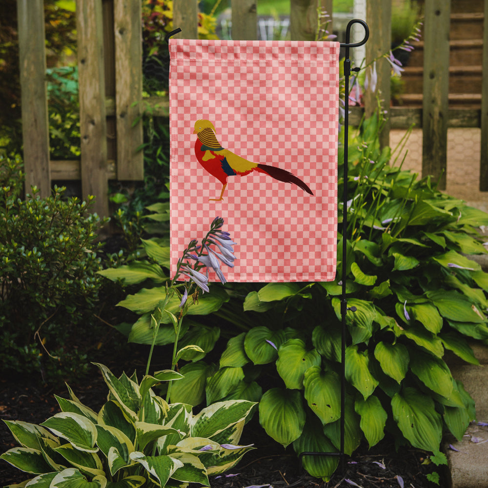 Golden or Chinese Pheasant Pink Check Flag Garden Size  the-store.com.