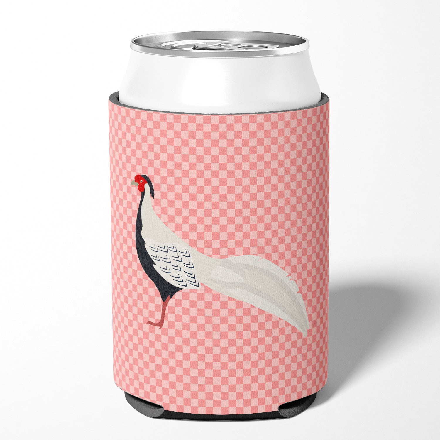 Silver Pheasant Pink Check Can or Bottle Hugger BB7929CC