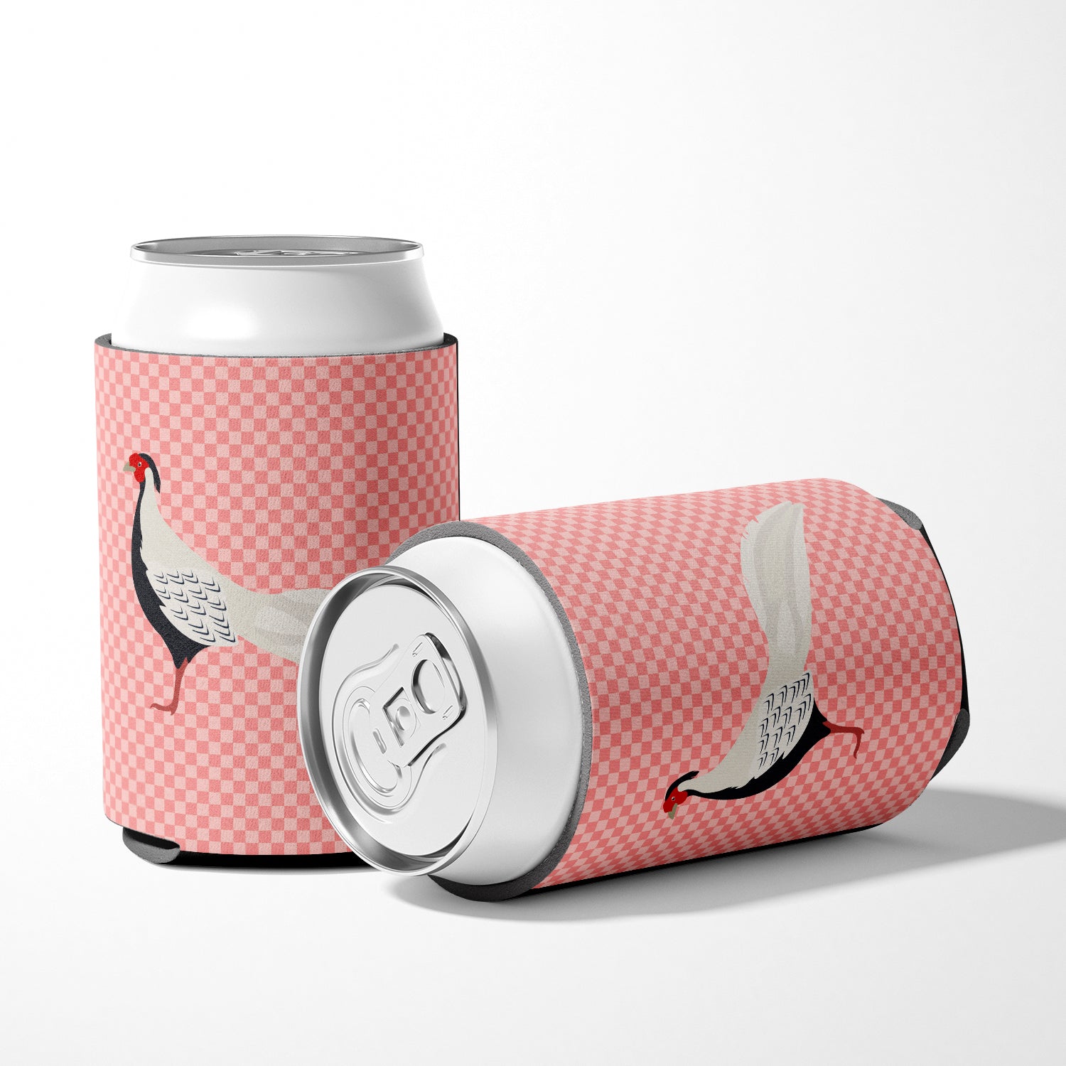 Silver Pheasant Pink Check Can or Bottle Hugger BB7929CC  the-store.com.