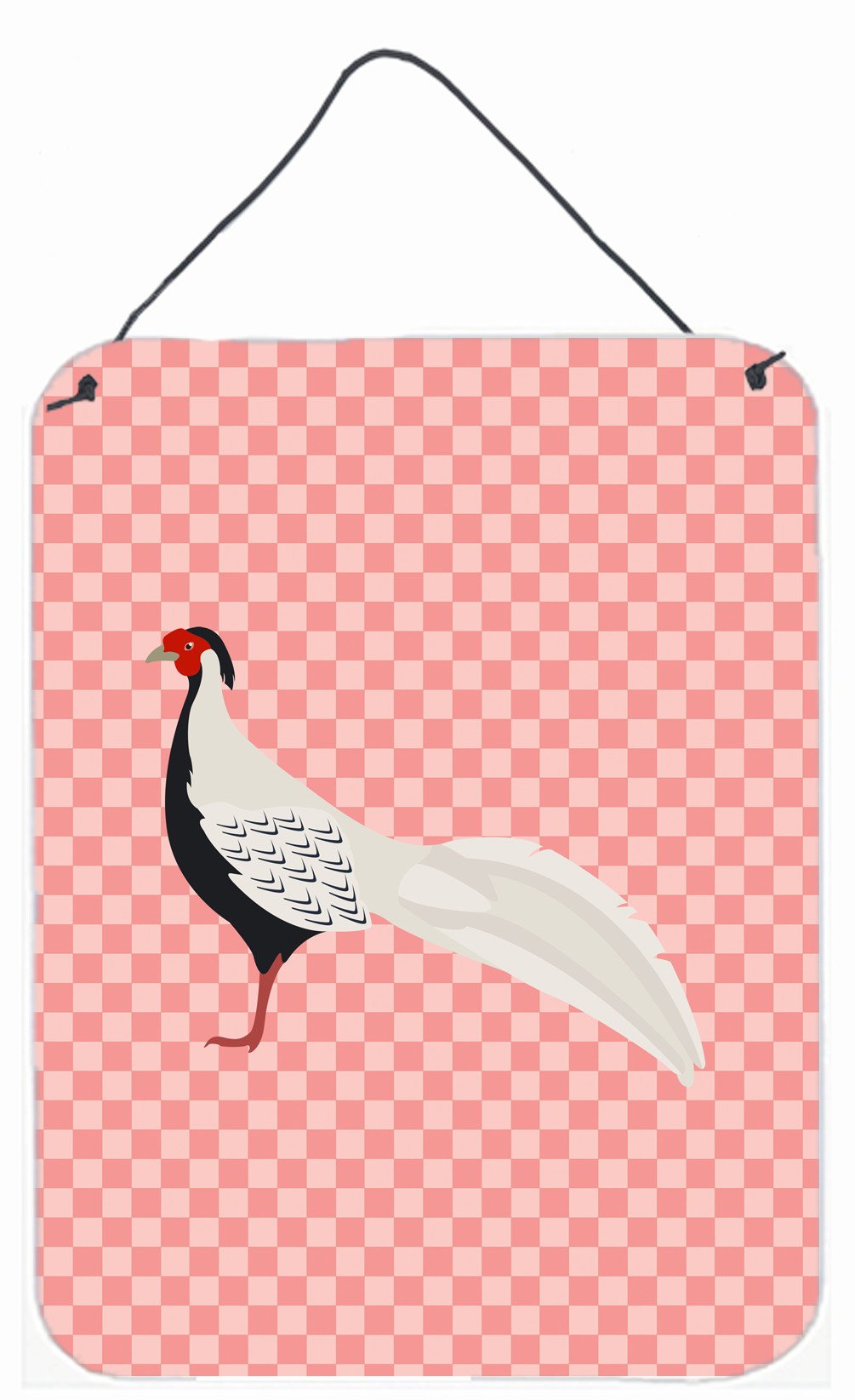 Silver Pheasant Pink Check Wall or Door Hanging Prints BB7929DS1216 by Caroline's Treasures