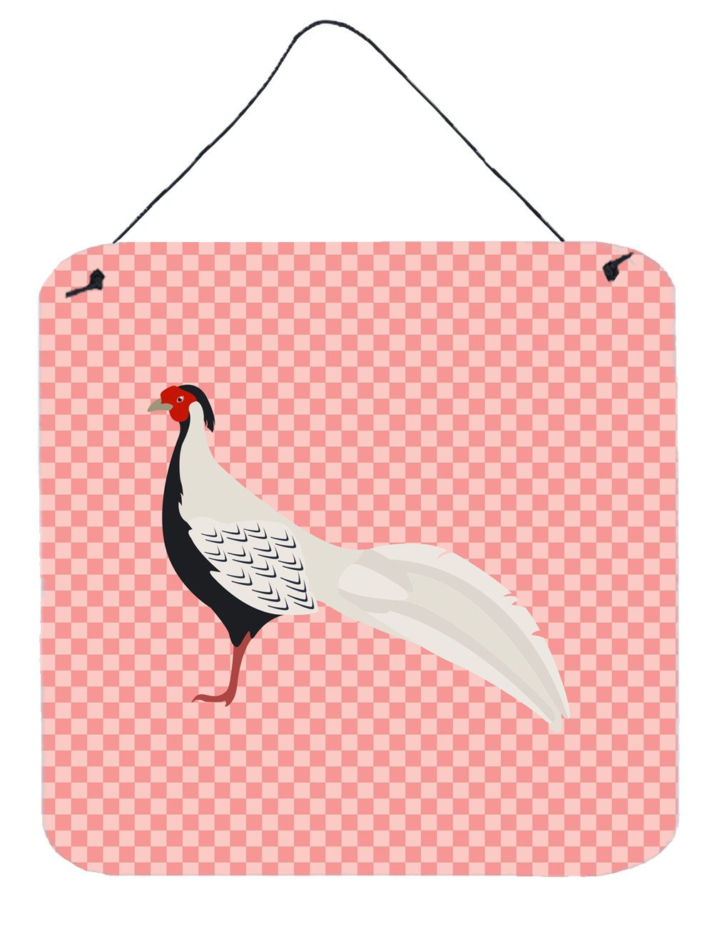 Silver Pheasant Pink Check Wall or Door Hanging Prints BB7929DS66 by Caroline&#39;s Treasures