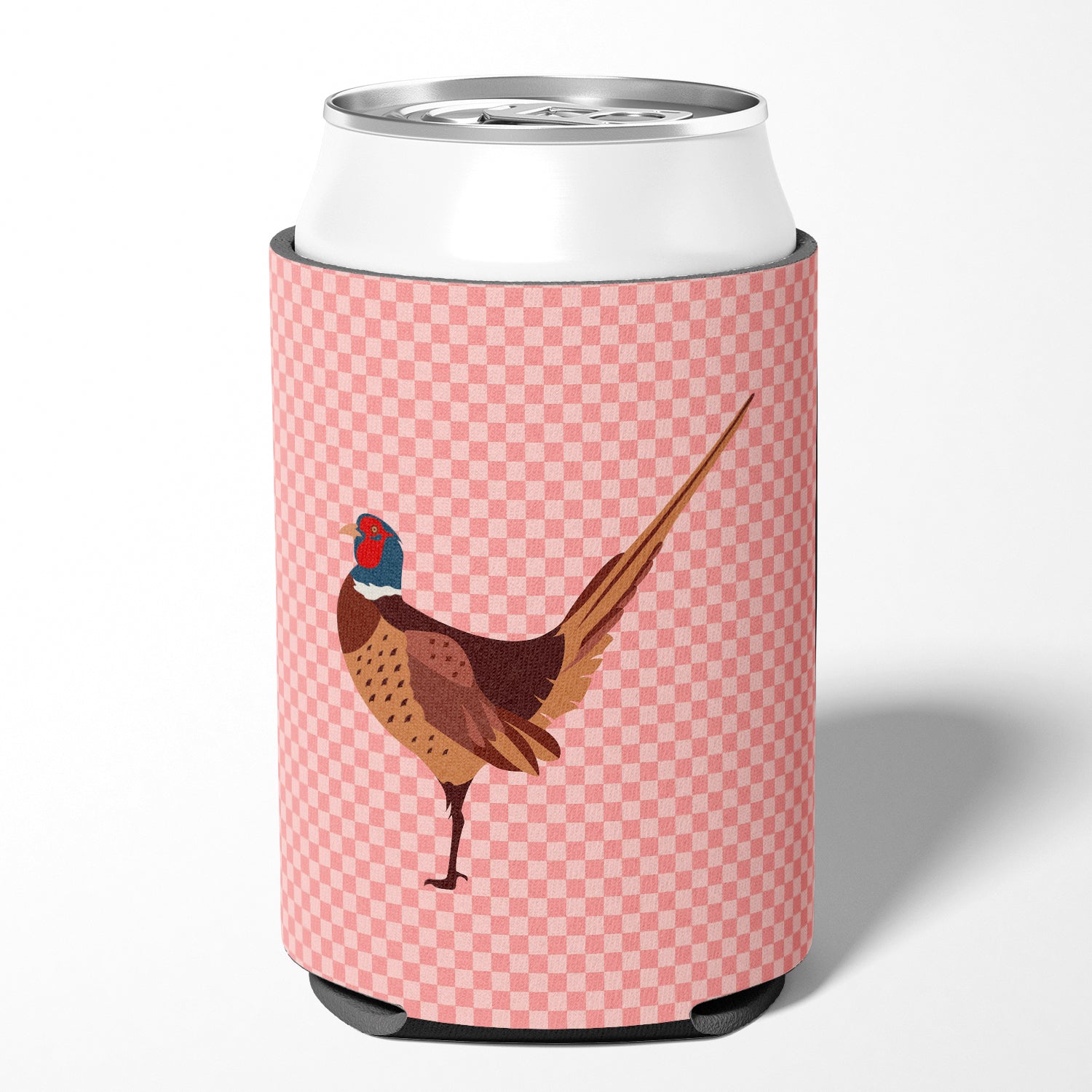 Ring-necked Common Pheasant Pink Check Can or Bottle Hugger BB7930CC  the-store.com.
