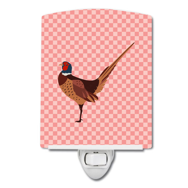 Ring-necked Common Pheasant Pink Check Ceramic Night Light BB7930CNL - the-store.com