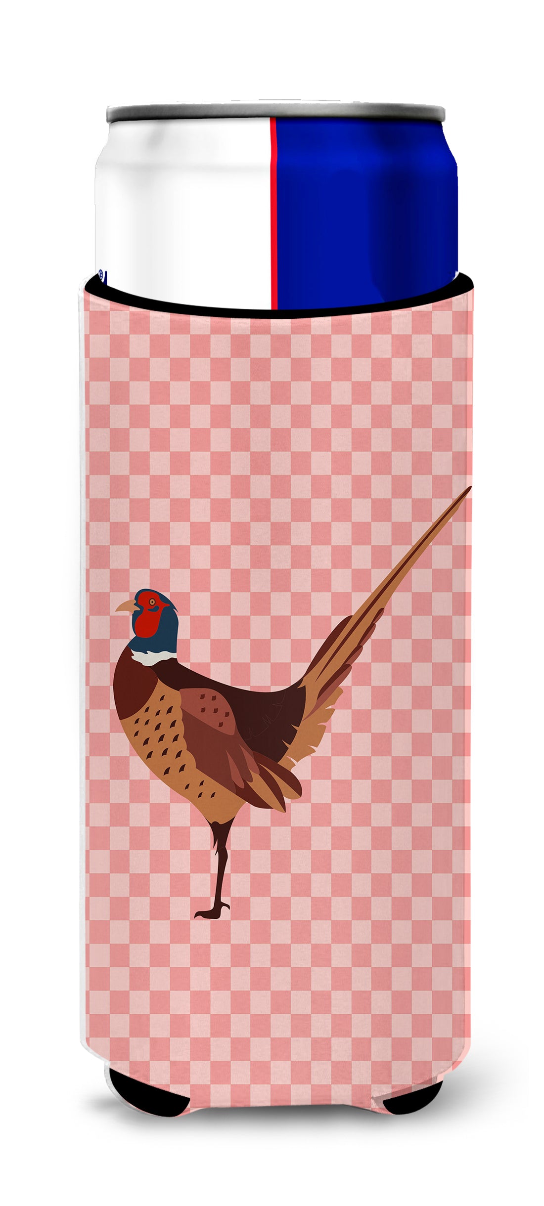 Ring-necked Common Pheasant Pink Check  Ultra Hugger for slim cans  the-store.com.