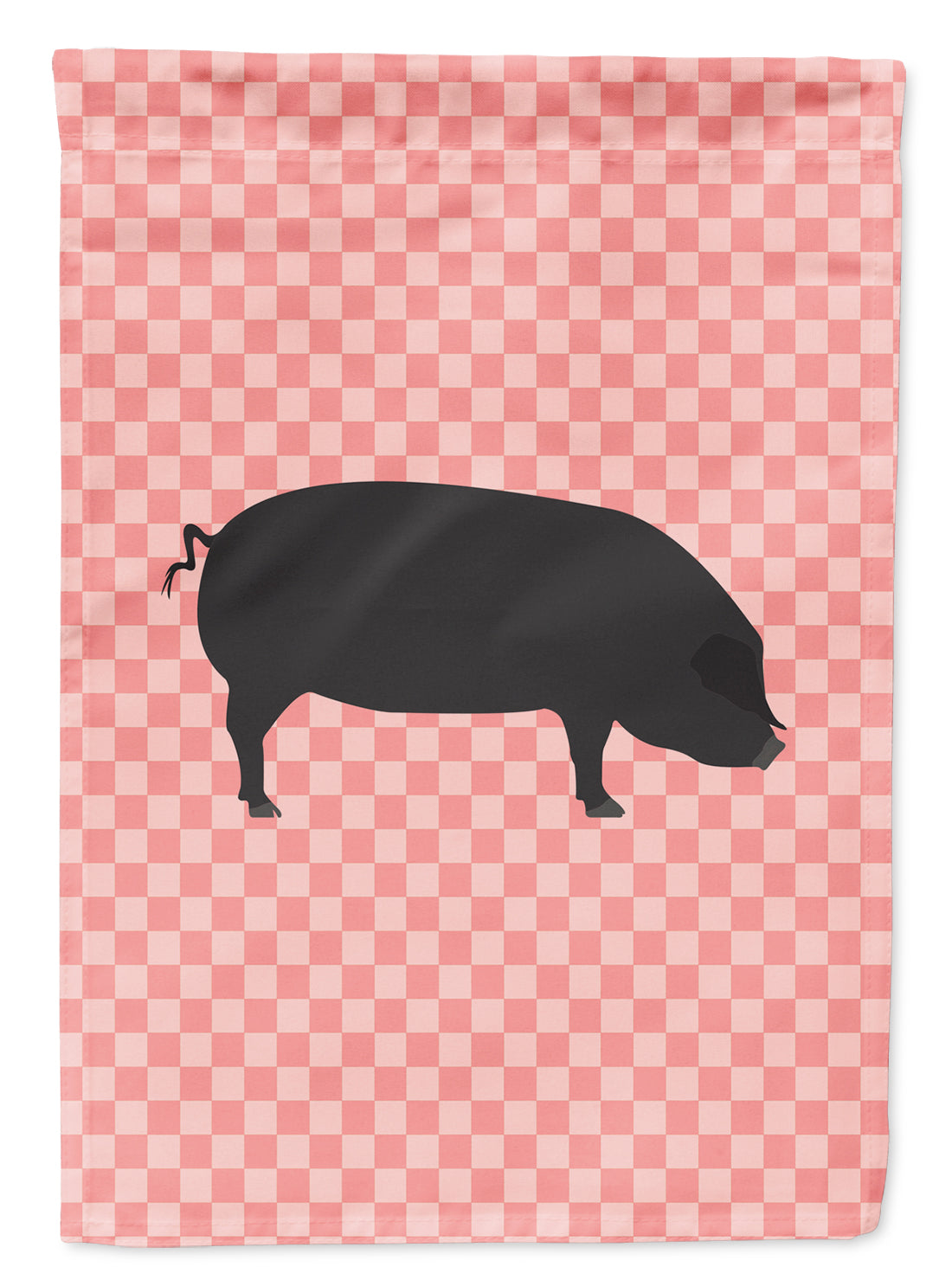 Devon Large Black Pig Pink Check Flag Canvas House Size BB7931CHF