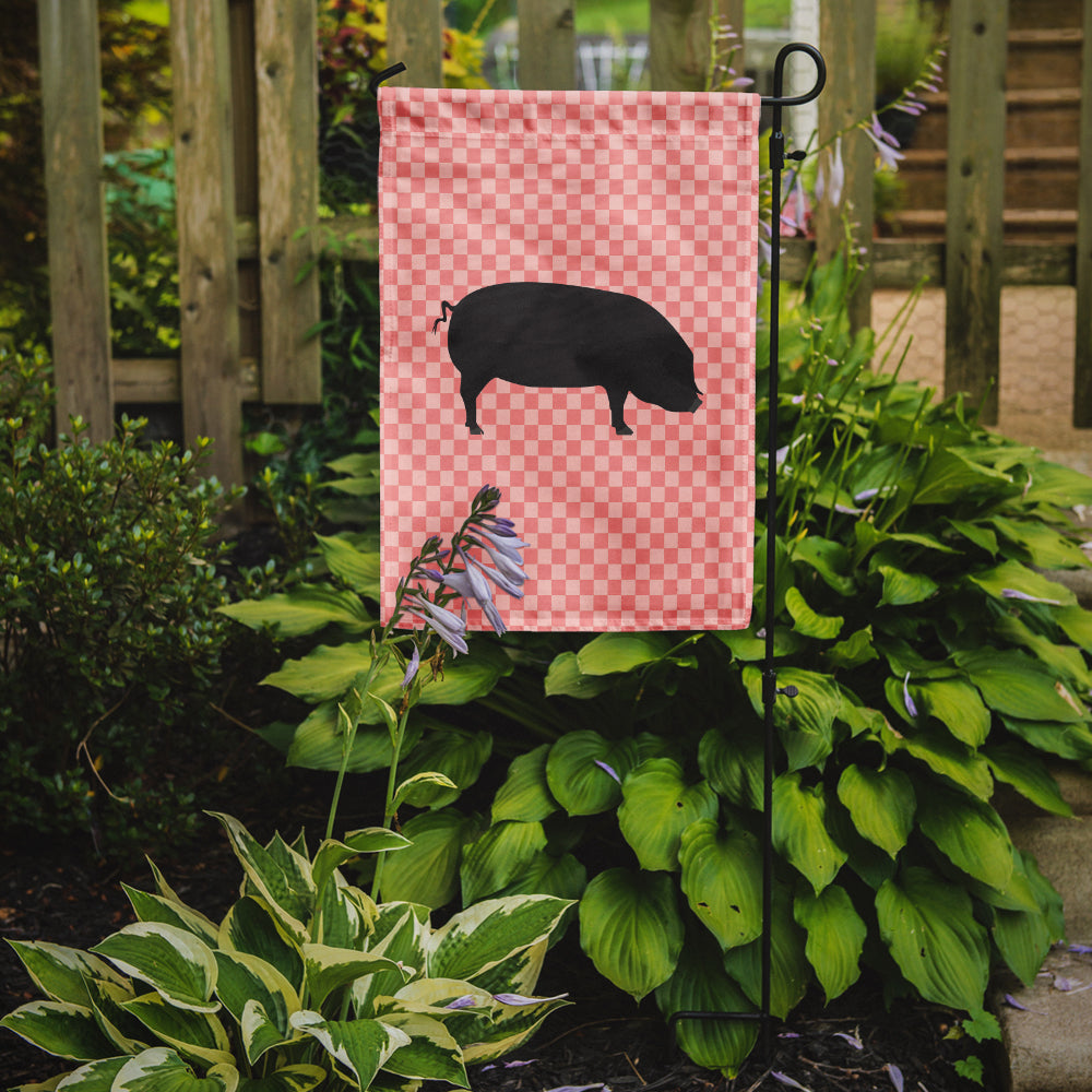 Devon Large Black Pig Pink Check Flag Garden Size