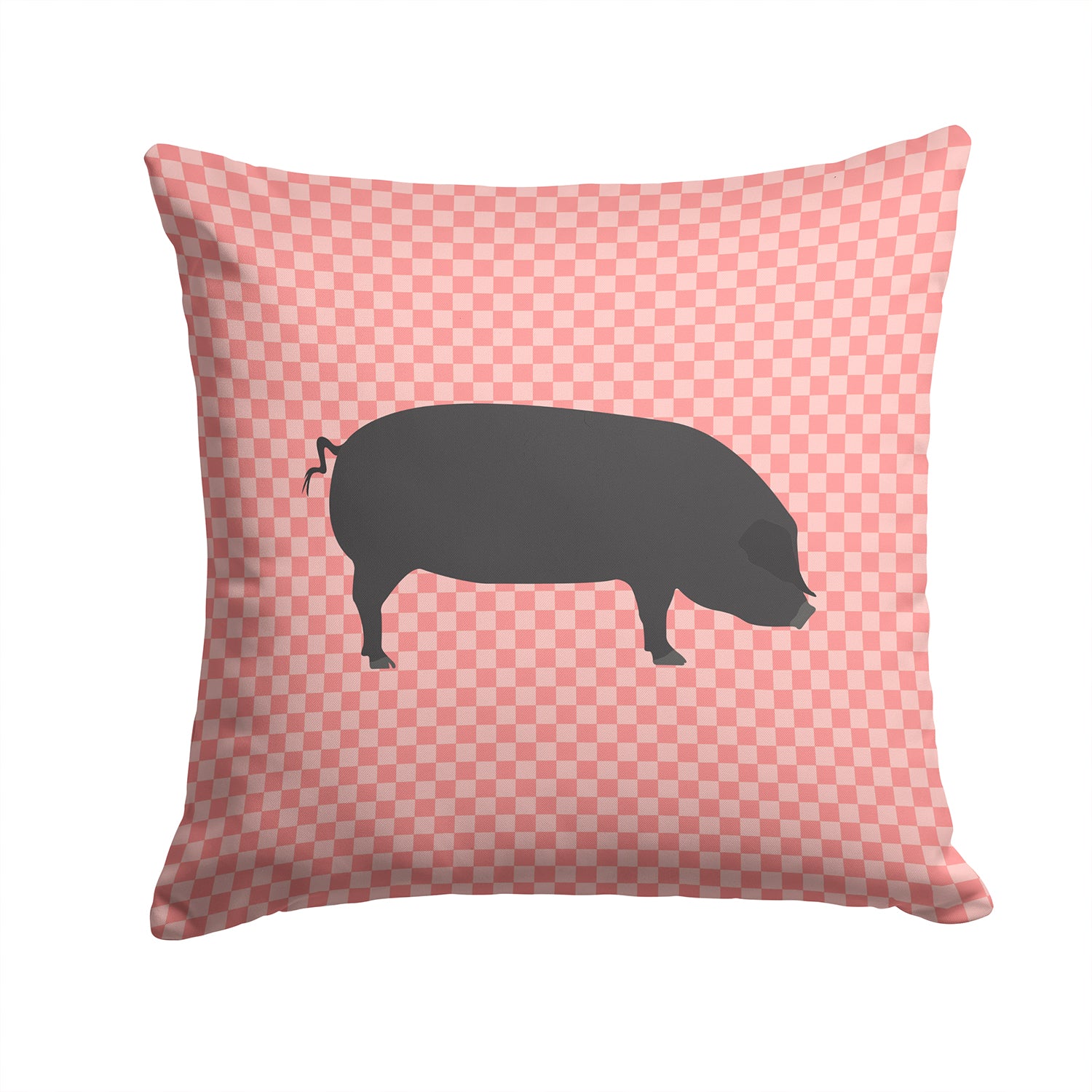 Devon Large Black Pig Pink Check Fabric Decorative Pillow BB7931PW1414 - the-store.com