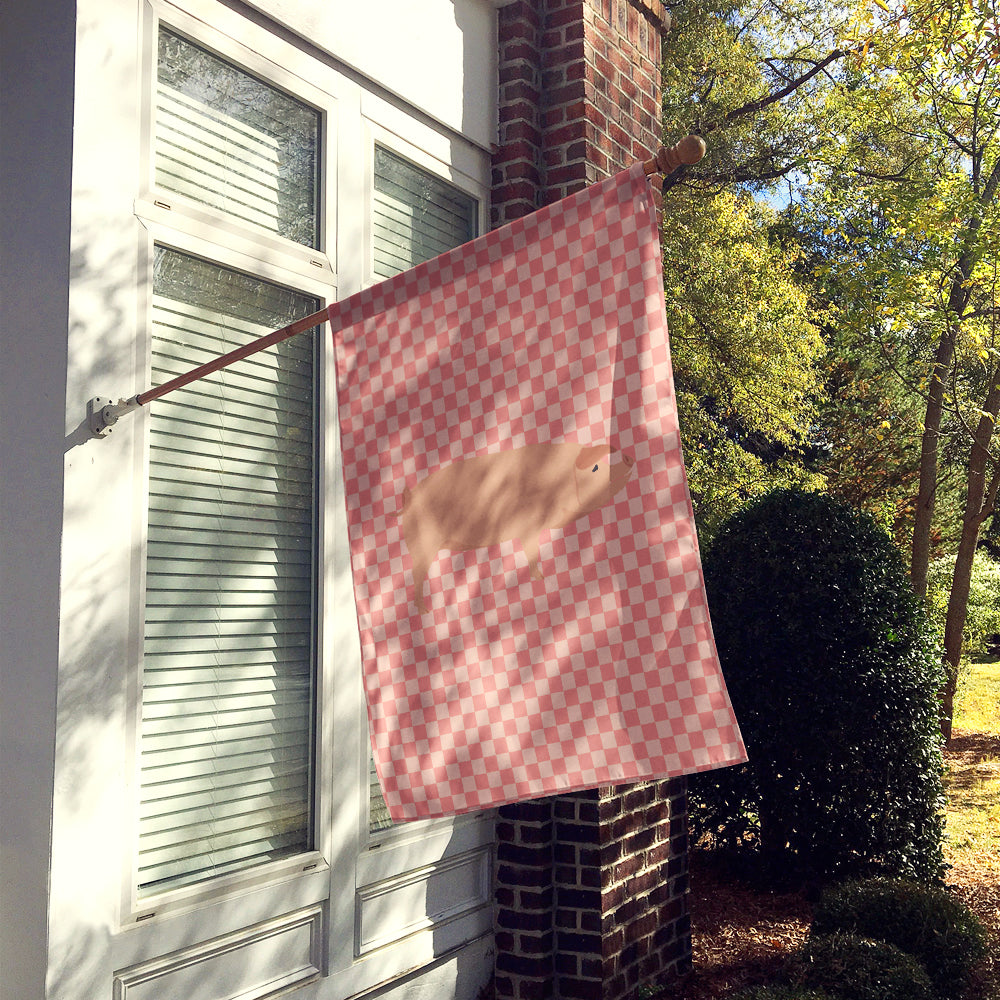 American Landrace Pig Pink Check Flag Canvas House Size BB7932CHF
