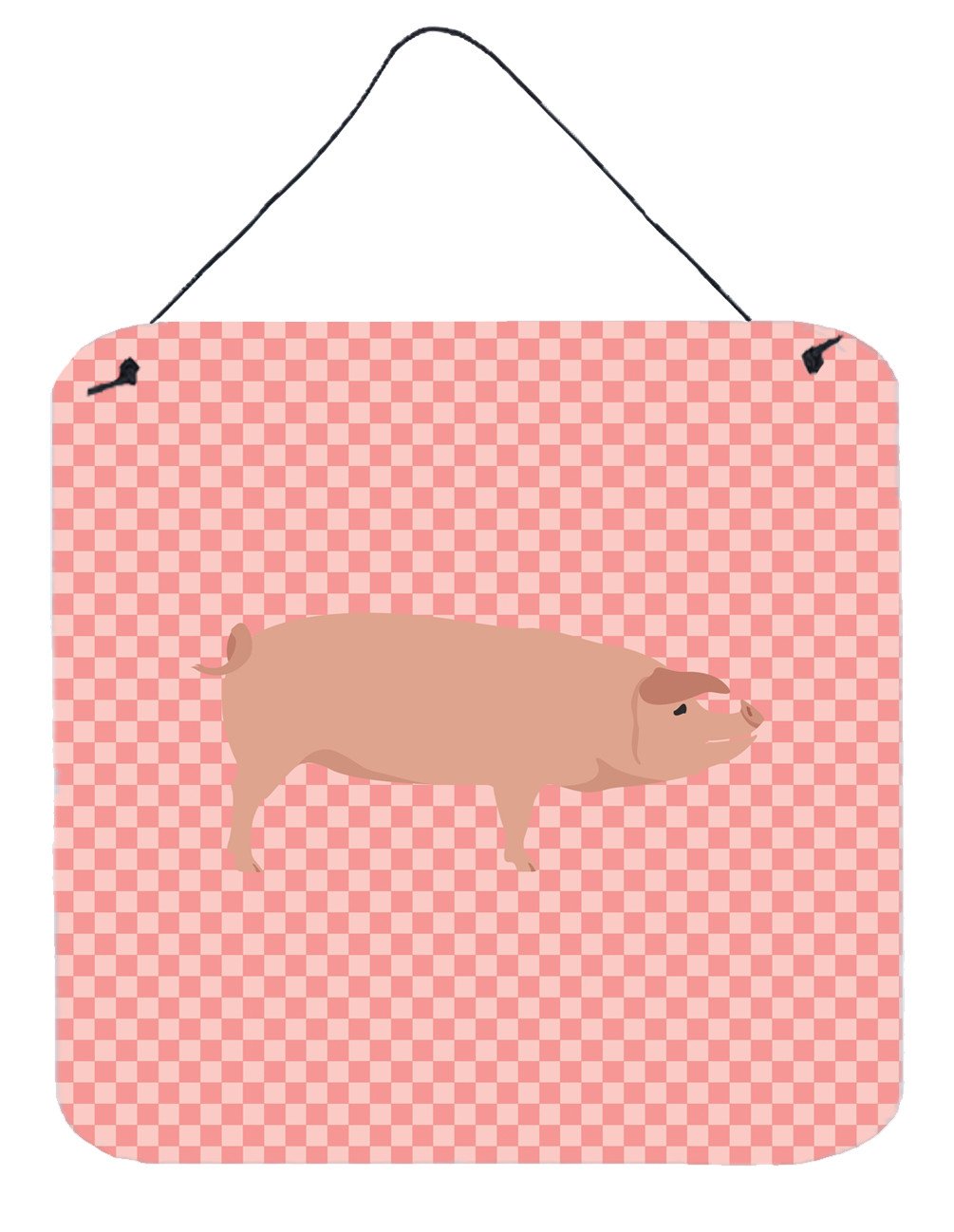 American Landrace Pig Pink Check Wall or Door Hanging Prints BB7932DS66 by Caroline's Treasures