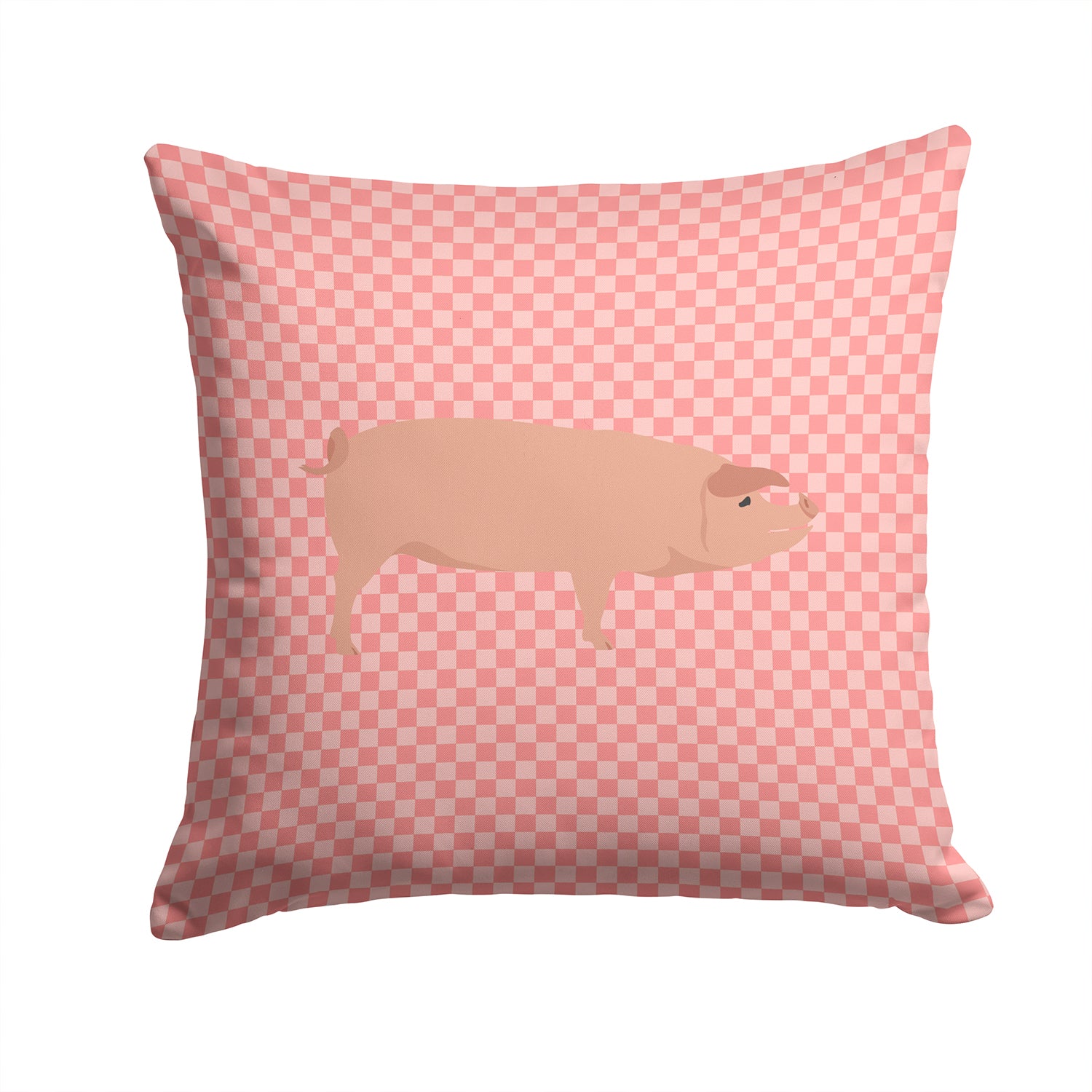 American Landrace Pig Pink Check Fabric Decorative Pillow BB7932PW1414 - the-store.com