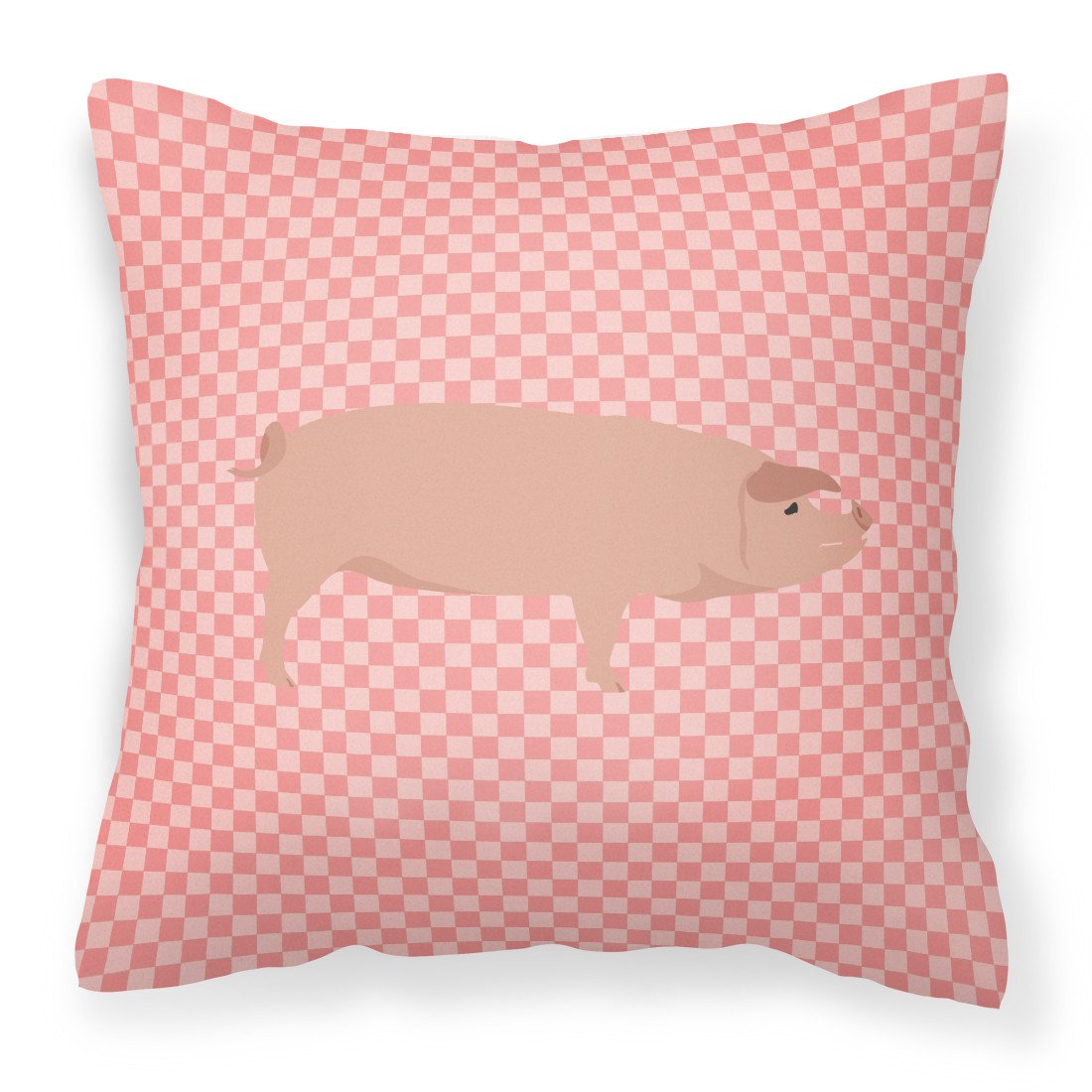 American Landrace Pig Pink Check Fabric Decorative Pillow BB7932PW1818 by Caroline's Treasures
