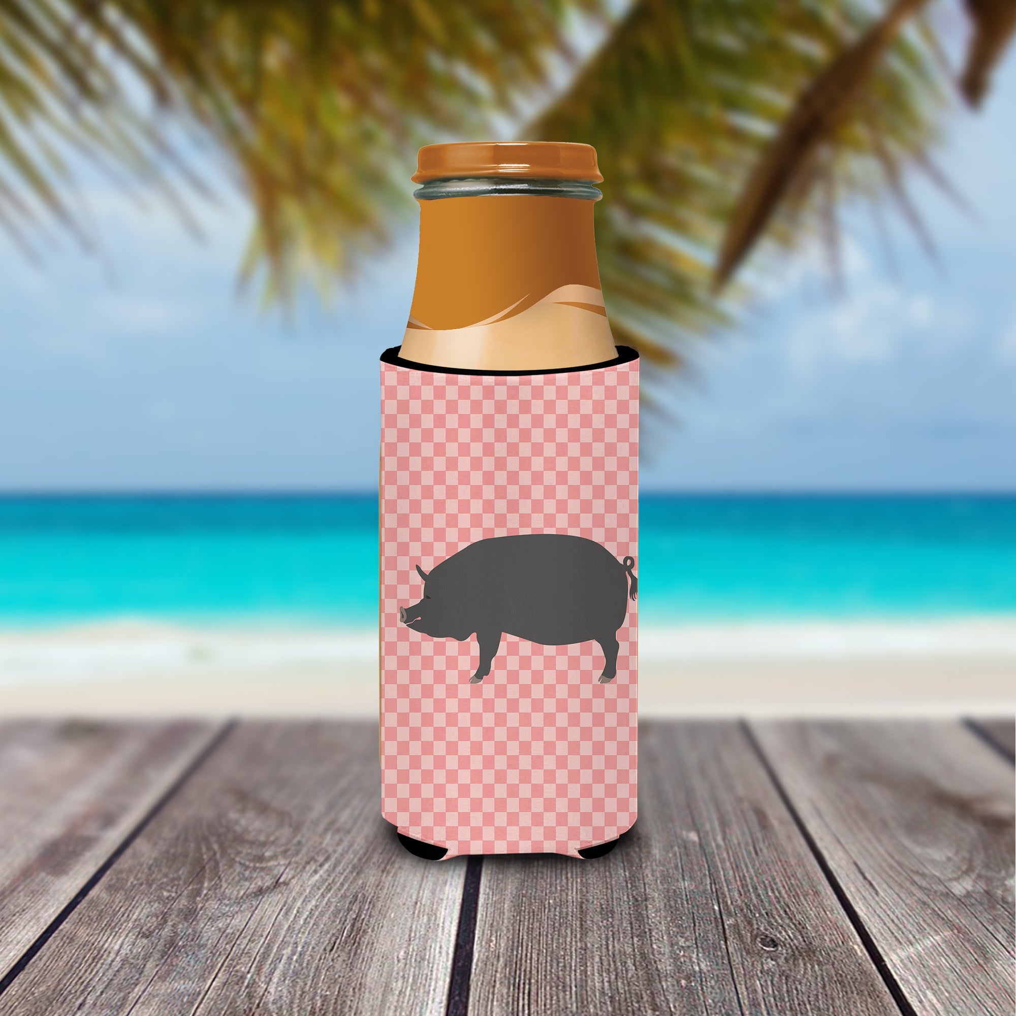 Berkshire Pig Pink Check  Ultra Hugger for slim cans
