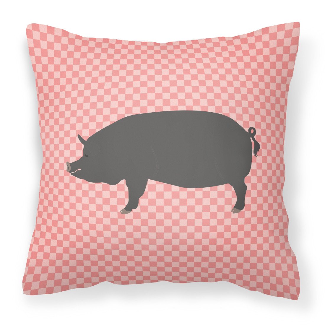 Berkshire Pig Pink Check Fabric Decorative Pillow BB7933PW1818 by Caroline&#39;s Treasures