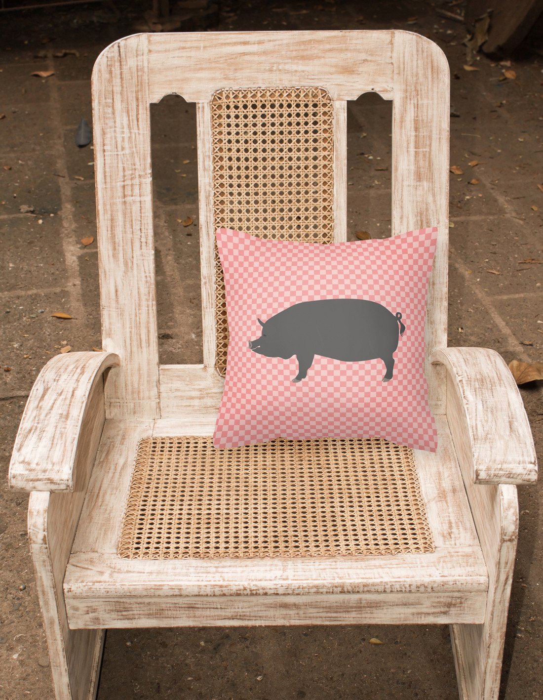Berkshire Pig Pink Check Fabric Decorative Pillow BB7933PW1818 by Caroline's Treasures