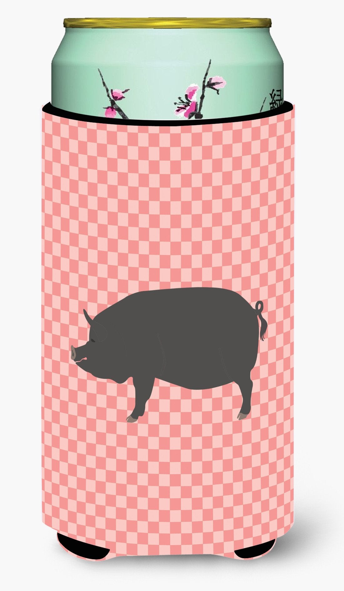 Berkshire Pig Pink Check Tall Boy Beverage Insulator Hugger BB7933TBC by Caroline&#39;s Treasures