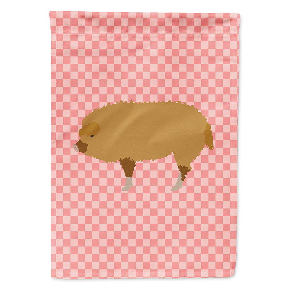 Hungarian Mangalica Pig Pink Check Flag Canvas House Size BB7934CHF