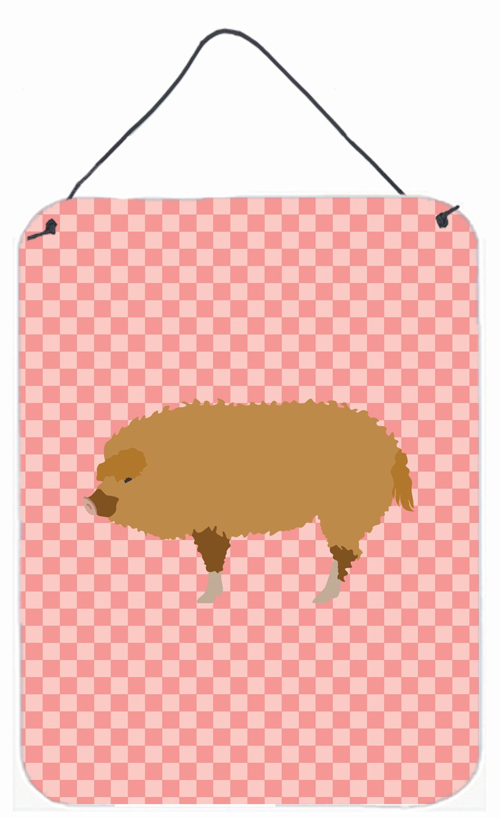 Hungarian Mangalica Pig Pink Check Wall or Door Hanging Prints BB7934DS1216 by Caroline's Treasures