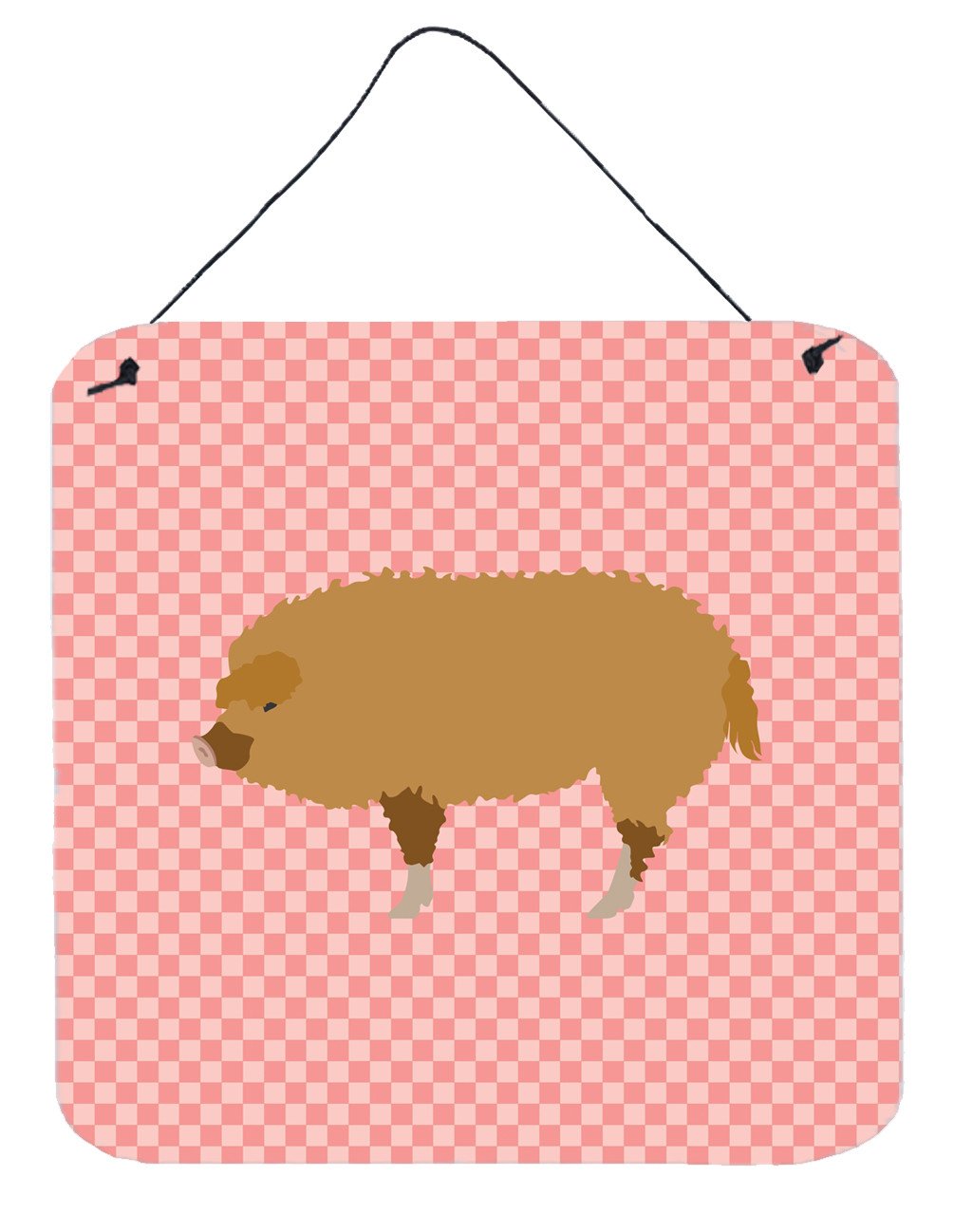 Hungarian Mangalica Pig Pink Check Wall or Door Hanging Prints BB7934DS66 by Caroline&#39;s Treasures