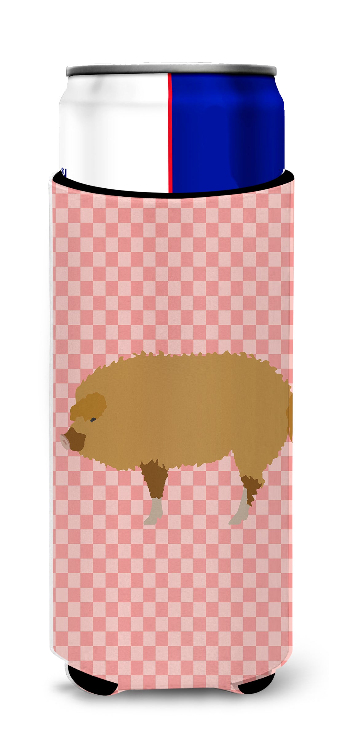 Hungarian Mangalica Pig Pink Check  Ultra Hugger for slim cans  the-store.com.
