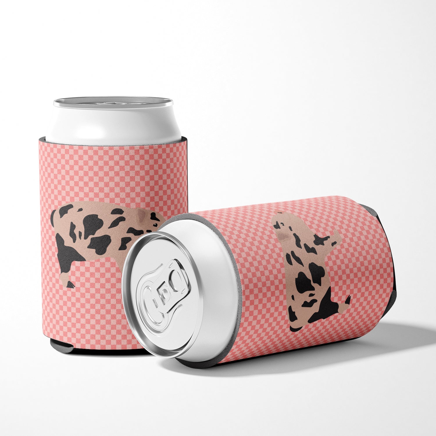 Mini Miniature Pig Pink Check Can or Bottle Hugger BB7935CC  the-store.com.
