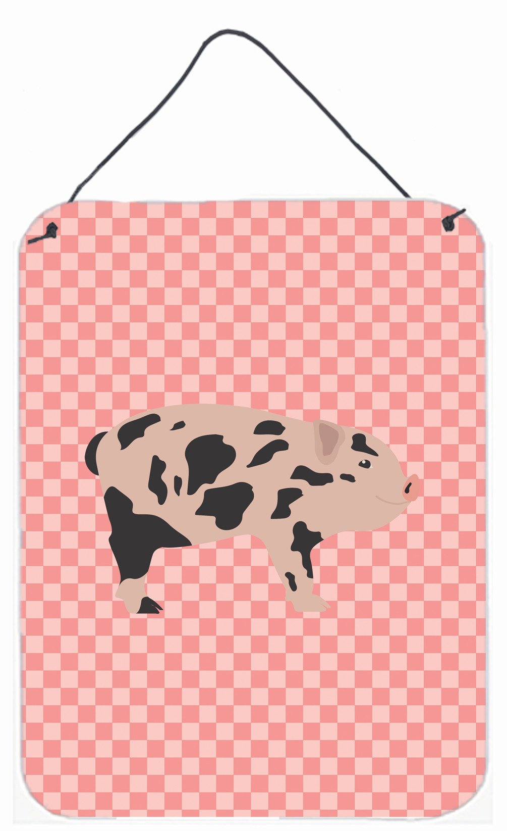 Mini Miniature Pig Pink Check Wall or Door Hanging Prints BB7935DS1216 by Caroline's Treasures