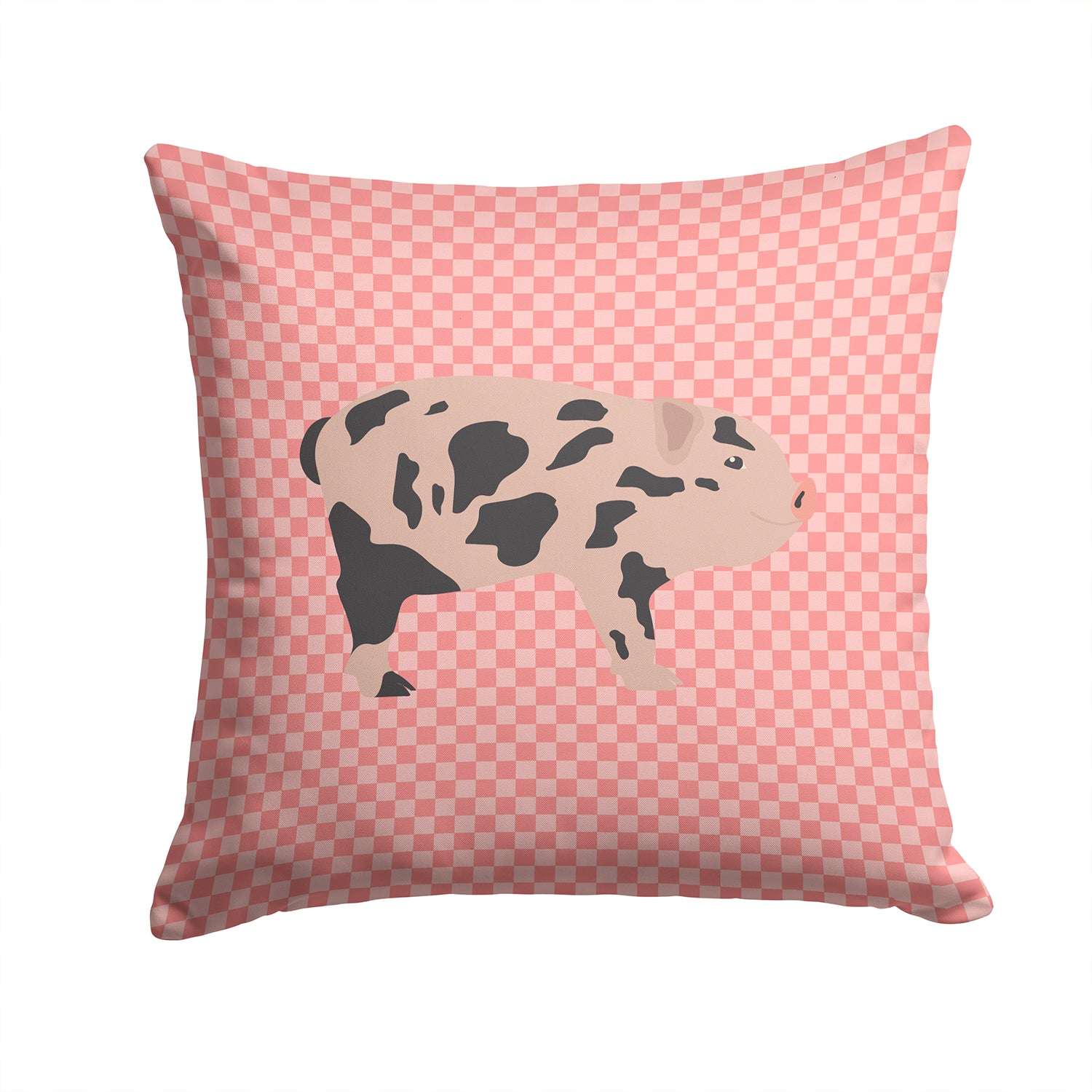 Mini Miniature Pig Pink Check Fabric Decorative Pillow BB7935PW1414 - the-store.com