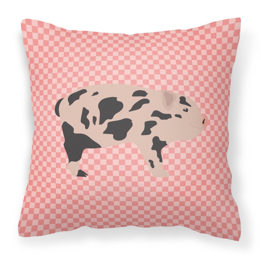 Mini Miniature Pig Pink Check Fabric Decorative Pillow BB7935PW1818 by Caroline&#39;s Treasures