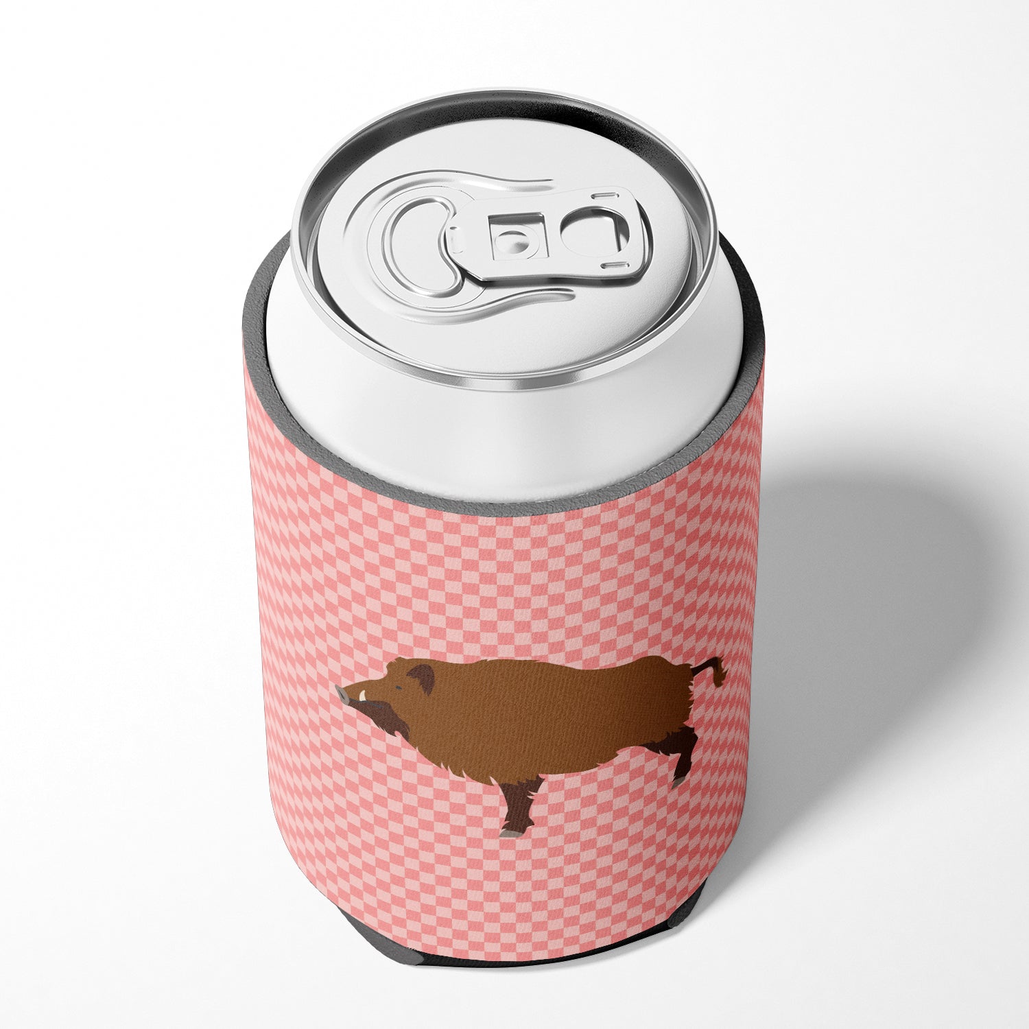 Wild Boar Pig Pink Check Can or Bottle Hugger BB7936CC  the-store.com.
