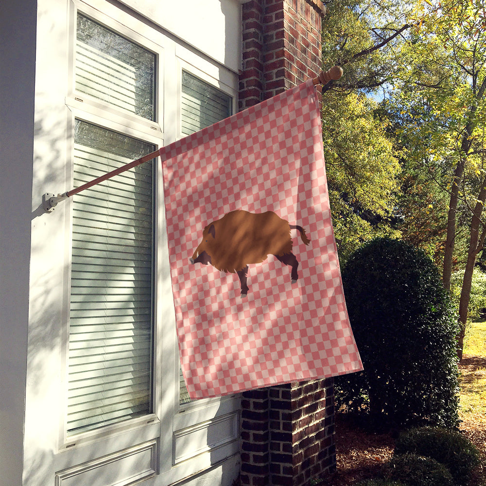 Wild Boar Pig Pink Check Flag Canvas House Size BB7936CHF  the-store.com.