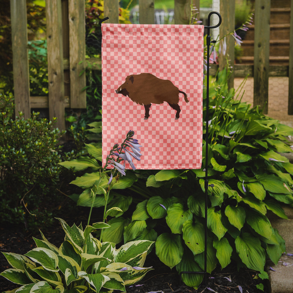 Wild Boar Pig Pink Check Flag Garden Size