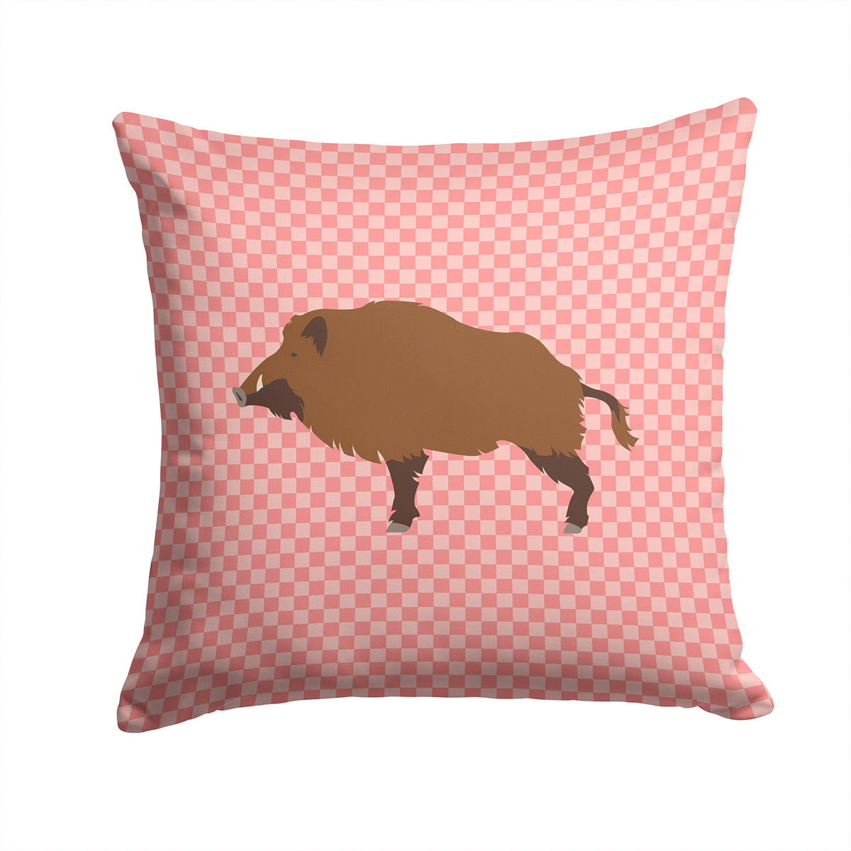 Wild Boar Pig Pink Check Fabric Decorative Pillow BB7936PW1414 - the-store.com